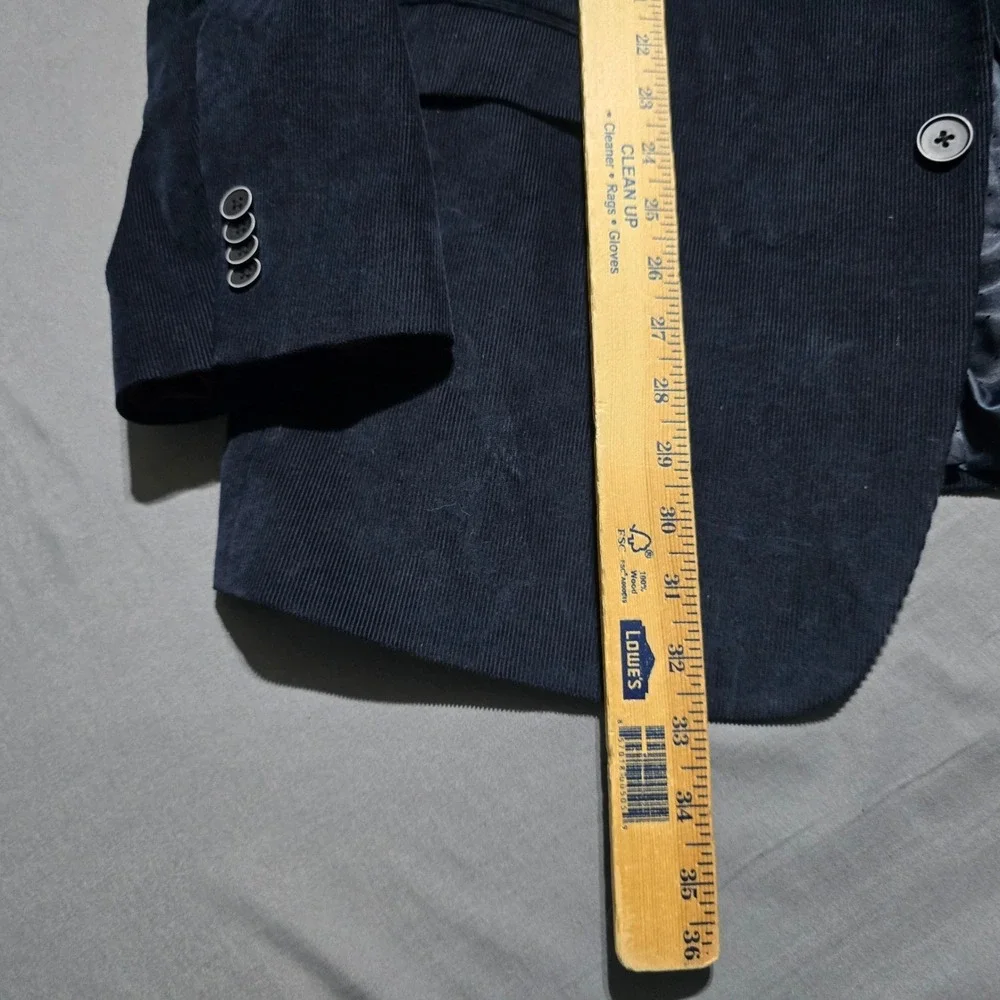 Tommy Hilfiger Corduroy Blazer Men 46L Navy Blue Elbow Patches Two Button Jacket
